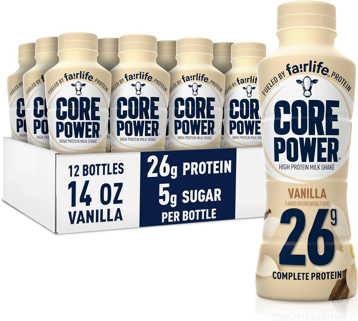 Core Power Fairlife 26g Protein Milk Shake, Liquid Ready To Drink for Workout Recovery, 14 Fl Oz Bottle (Pack of 12)